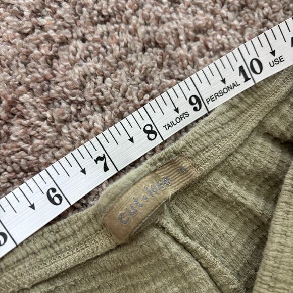 Cut Loose Women’s Ruched Cotton Crepe Pucker Pull On Cropped Pants Green S - Picture 12 of 12